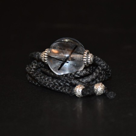 Clean rutilated Tourmaline Rock Crystal Quartz Silver Macramé Choker Necklace