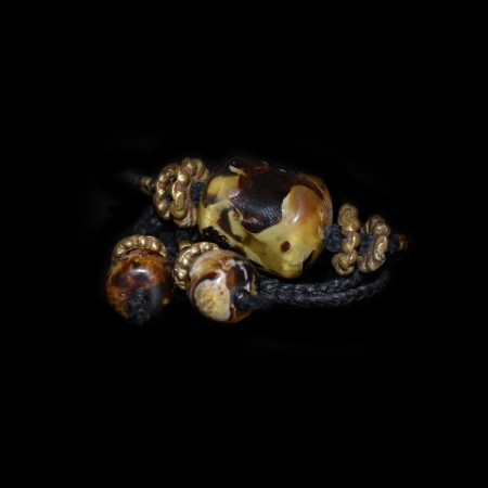 Large Amber Choker Brass Macramé Necklace