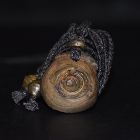 Rare Gobi Eye Agate Amulet Brass Bead Macramé Necklace