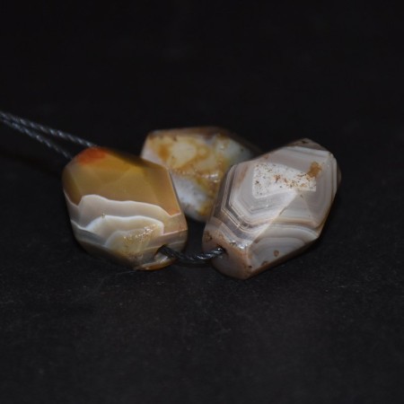 Three antique facetted Agate Beads