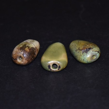 Three antique tibetan turquoise beads