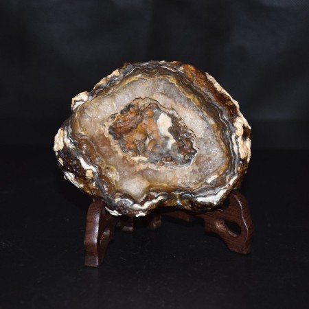 Rare large Eye Agate Suiseki with a wooden stand