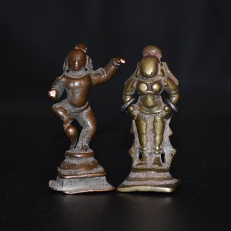 Two small antique Hindu Metal Statue - Krishna & Vitthal