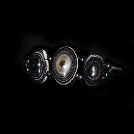 Three Tibetan Eye Agate Bracelet Beads