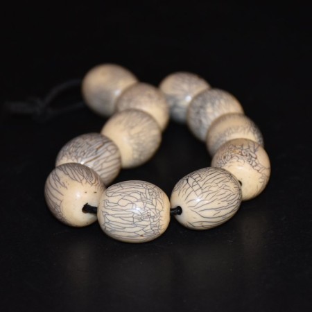 Rare large vintage buddhist Ivory Resin Beads from Nepal