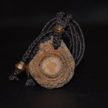 Rare Gobi Eye Agate Amulet Brass Bead Macramé Necklace