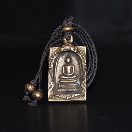 Antique Thai Buddha Amulet Macramé Necklace