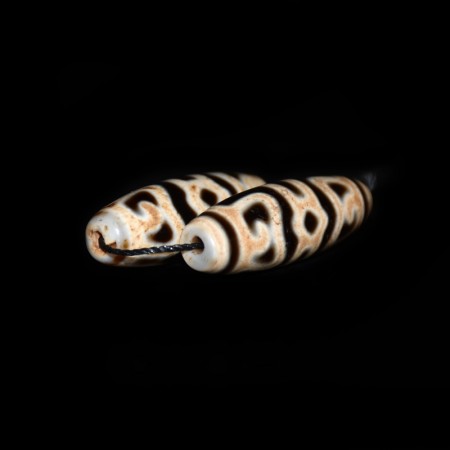 Rare pair of Vajra-Hook in Lotus Petal Dzi Beads