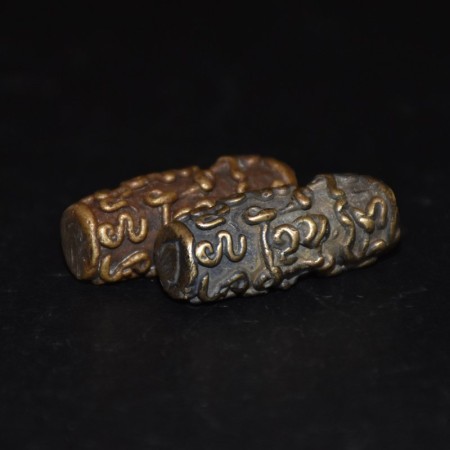 Two antique Thai Brass Takrut Amulet Totem