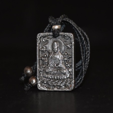 Rare Aletai Meteorite Buddha Amulet Macramé Necklace