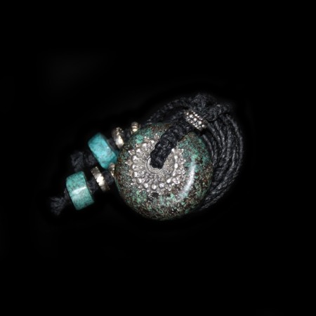 Vintage Tibetan Turquoise Silver Amulet Necklace