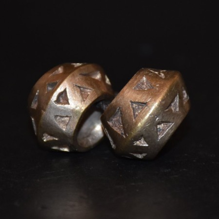 Two antique ethipian Silver Wedding Ring Beads