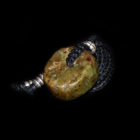Huge neolithic green Amazonite Bead Macramé Necklace