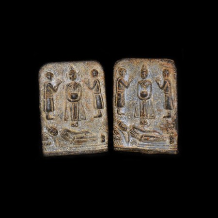Two large antique Thai Buddha Amulets