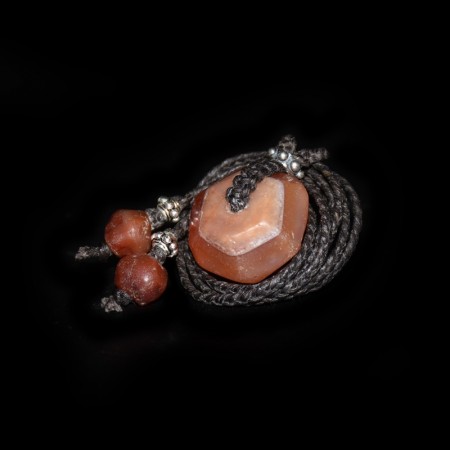 Ancient Hexagonal Facetted Carnelian Bead Necklace