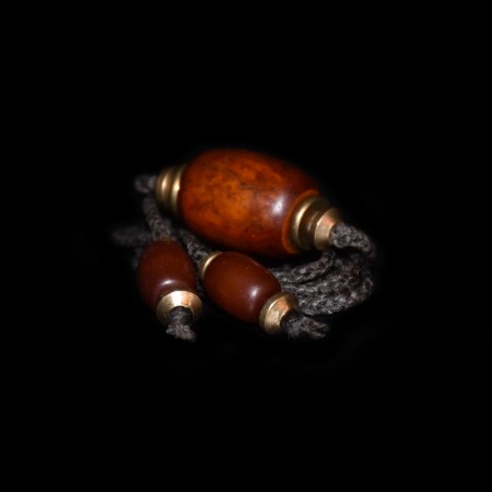 Antique simulated Amber Bronze Choker Macramé Necklace