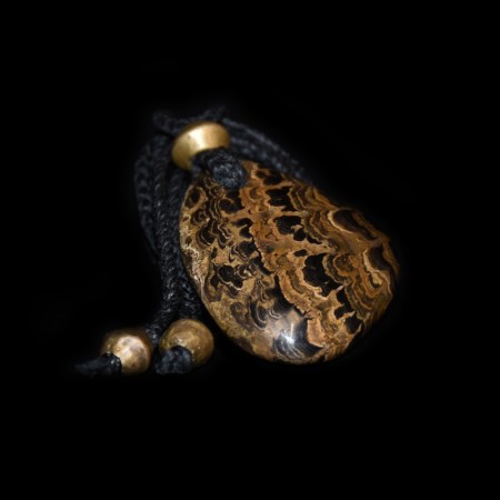 Stromatolite Brass Macramé Talisman Necklace