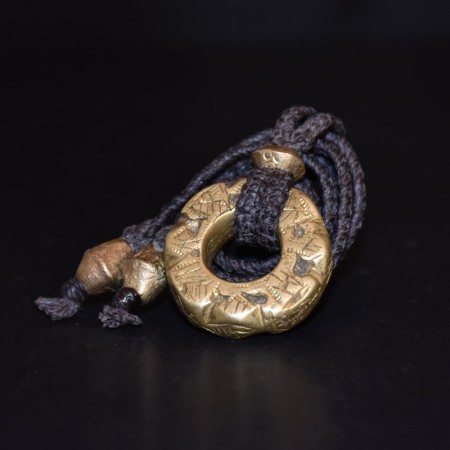 Antique Axom Tigray Brass Ring Amulet Macramé Necklace