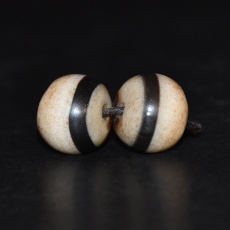 Extremely rare pair antique etched agate beads