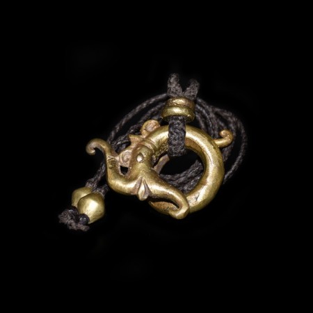 Antique Dayak Tribe Brass Naga Amulet Talisman Necklace