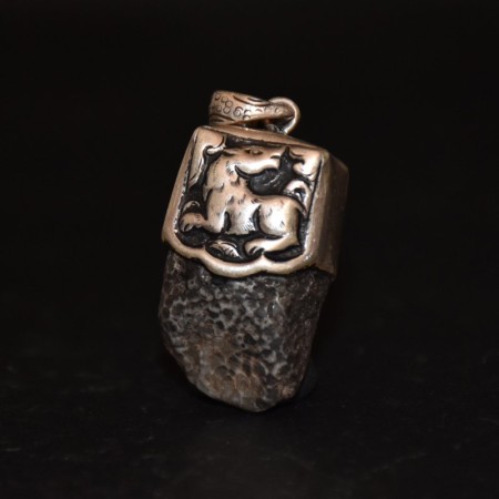Old Fossil Animal Repoussee Silver Pendant