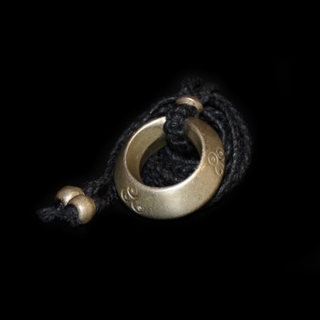 Antique massive Ethiopian Metal Ring Amulet Macramé Talisman Necklace