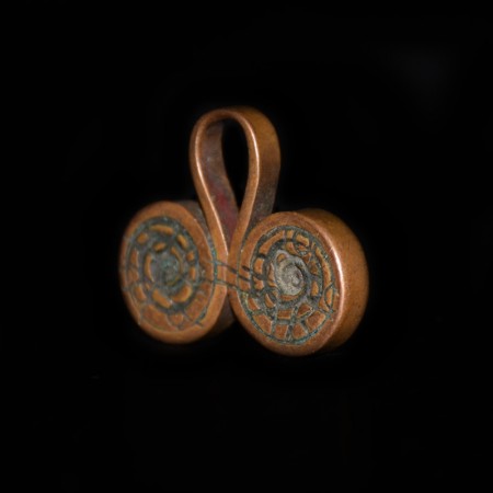 Antique African Double Circle / Snail Copper Amulet