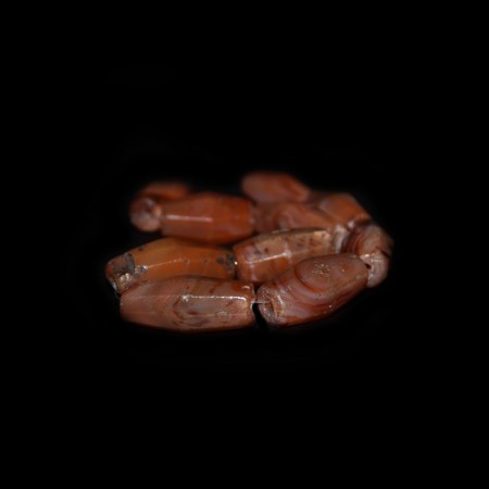 Ancient facetted banded Carnelian Beads