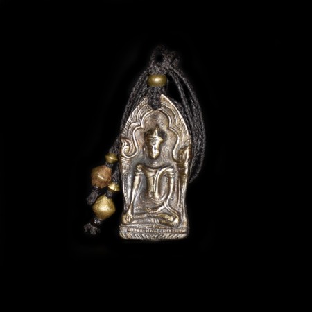Antique Buddha Brass Amulet Macramé Necklace