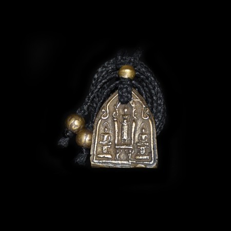 Antique Three Buddha Amulet Macramé Necklace