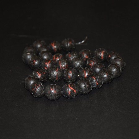 Strand with vintage carved chinese Cinnabar Beads