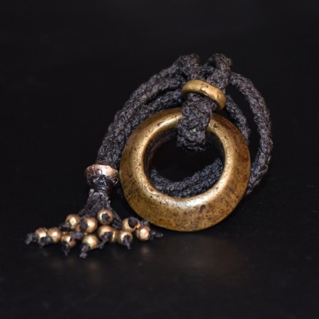 Rare large antique Oromo Tribe Wedding Ring Amulet Macramé Necklace