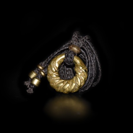 Antique twisted Fulani Brass Ring Amulet Macramé Necklace