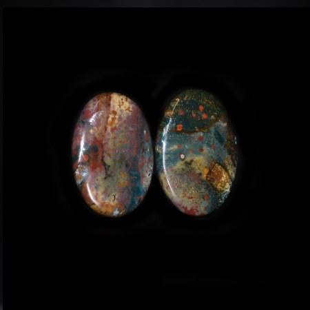 Set of two top grade Bloodstone Cabochons