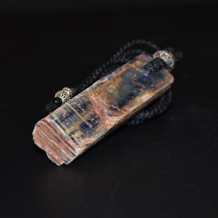 Large double-terminated Kyanite Crystal Silver Macramé Talisman Necklace