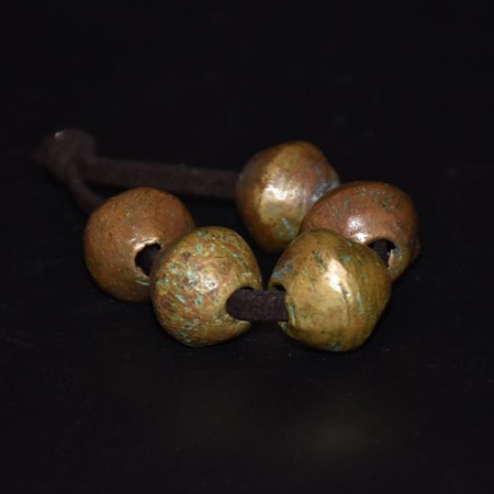 Five large massive antique african brass & copper beads