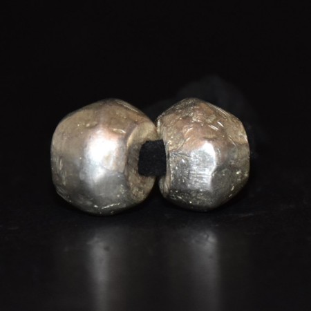 Pair large massive old Silver Metal Beads from Nepal