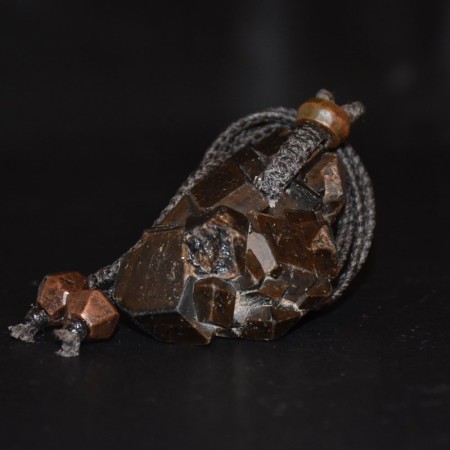 Large Grossular Crystal Talisman Copper Macramé Necklace