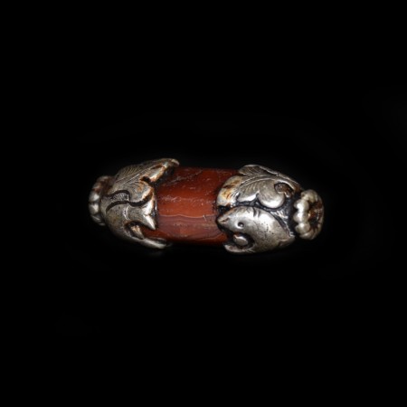 Ancient silver repoussee Carnelian Bead