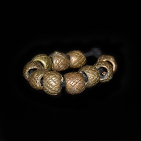 Ten massive antique decorated tribal Brass Beads