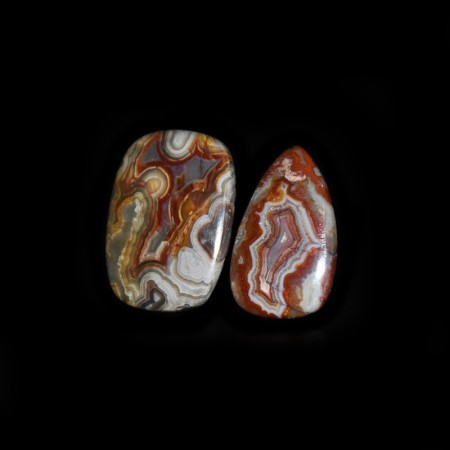Set of two Crazy Lace Eye Agate Cabochons