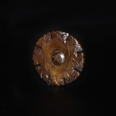 Carved Ying-Yang Jadeite Eye Amulet