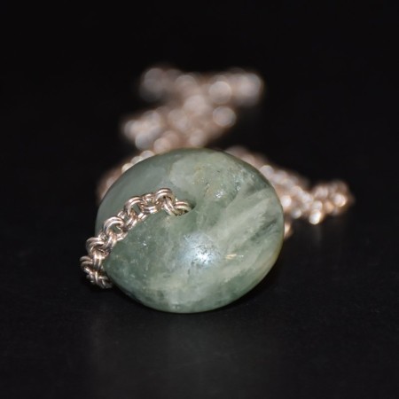 Large Aquamarine Bicone Bead on Sterling Silver Chain