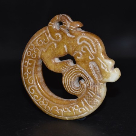 Antique Hongshan Dragon Jade Amulet