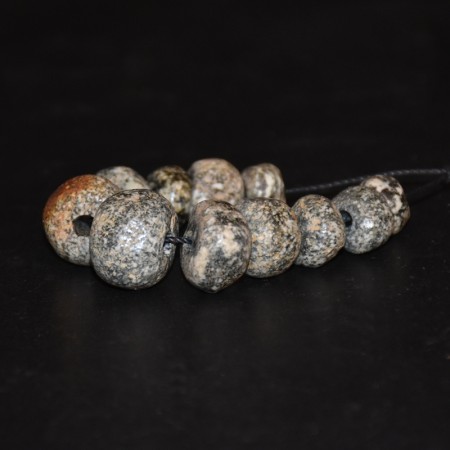 Strand with round ancient Granite Beads from Mali