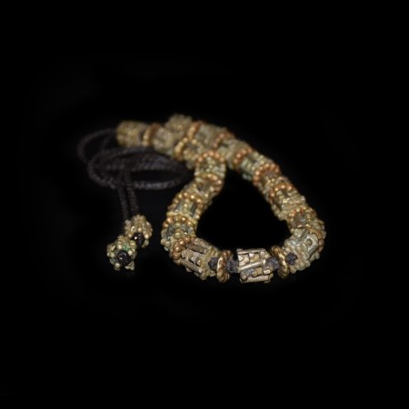 Antique African Brass Bead Macramé Necklace
