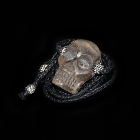 Large Rock Crystal Skull Silver Talisman Necklace