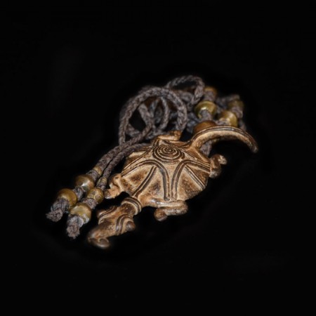 Antique African Gan Turtle Amulet Necklace