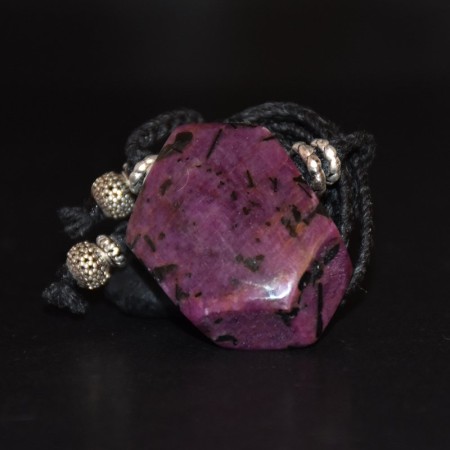 Purple Hexagonal Sapphire Silver Macramé Necklace