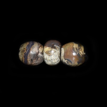 Three Turalinam / Australian Amulet Stone Beads (Thunderegg Agate)